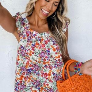 Floral Ruffle Sleeve Top